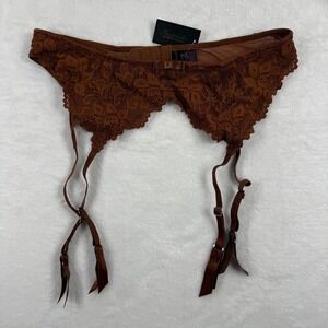 NWT Fredericks of Hollywood Jessica‎ Lace Garter Belt Brown S M